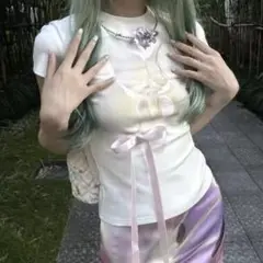 【即買い〇】Tシャツ リボン y2k グランジ リボン フェアリーグランジ