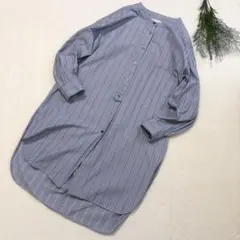 美品《ガリャルダガランテ》シャツワンピース ブルーストライプ バンドカラー F