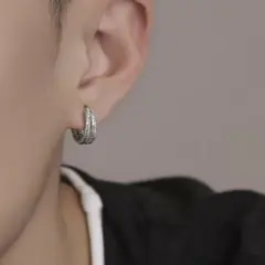 ツイスト ひねり ダブル リング フープ ピアス シルバー サージカルステンレス