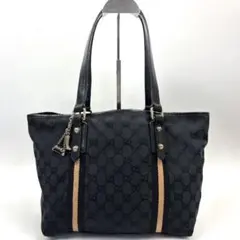 GUCCI シェリーライン GG トートバッグ 黒 レザー ゴールド金具