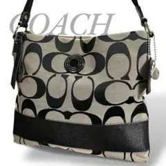 COACH コーチ ショルダーバッグ シグネチャー ブラック キャンバス 肩掛け