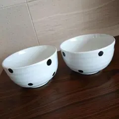 どんぶり ボウル 丼ぶり ドット柄 水玉 ホワイト ブラック 白 黒のサムネイル