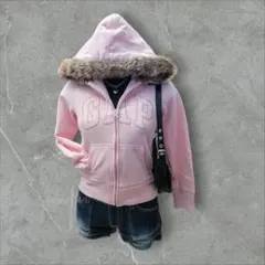 00s y2k archive fur zip hoodie GAP 平成ギャル