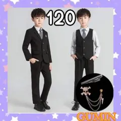 120 男の子 フォーマル スーツ 冠婚葬祭 発表会 イベント ブラック 新品
