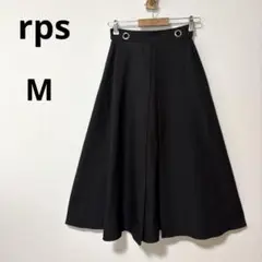 美品 rps ブラック M タック フレア ミディ スカート　ウエストゴム 膝下