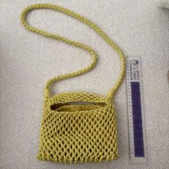 イエロー 編み込みショルダーバッグ