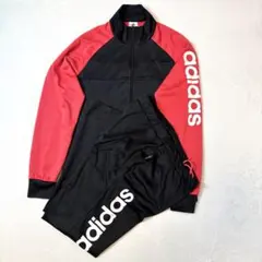 【人気】アディダス セットアップ ジャージ 上下 黒×赤 L クライマライト