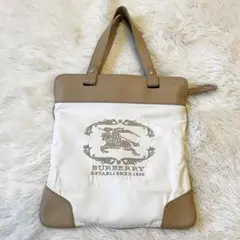 バーバリー✨刺繍 トートバッグ ノバチェック キャンバス レザー ハンドバッグ