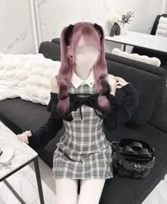 ミシェルマカロン ハニーミュウ 千鳥プリーツドッキングワンピース