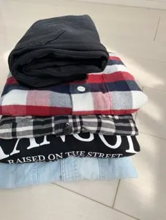 120cm・130cmメンズ シャツ 4点セット デニム・チェック柄 長袖