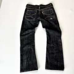 00s【archive】微フレアデニムパンツ/Y2K/鬼ヒゲ ビジュー/ギャル男