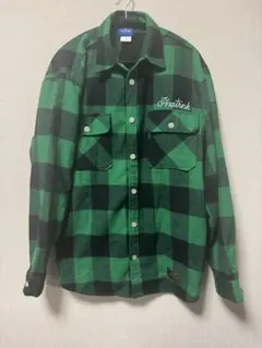 PHATRNK グリーン ブラック チェックネルシャツ M