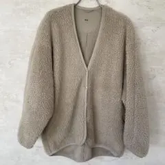 【美品！】ユニクロ　オーバーサイズ　ベージュ ボアジャケット フリース　Mサイズ