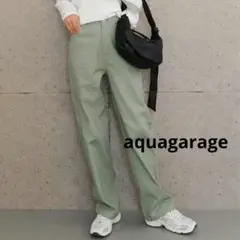 【1度着用】aquagarage　ウエストゴムチノパン　ライトカーキ　ストレート