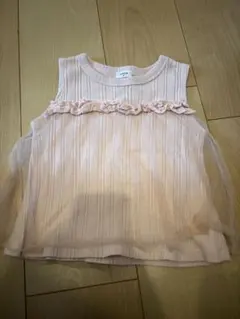 チュールレースピンク ノースリーブ トップス