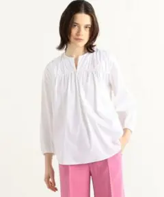 21SS定価1.7万 トゥモローランド　ストレッチブロードヨークギャザーブラウス