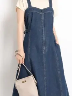 【美品】grove デニムキャミワンピース Mサイズ フロントジップ Aライン