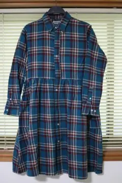 【美品】BEAMS BOY チェック柄シャツワンピ FREE ブルー