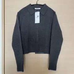 DISCOAT ディスコート モチモチ衿付きカーディガン グレー 新品タグ付き