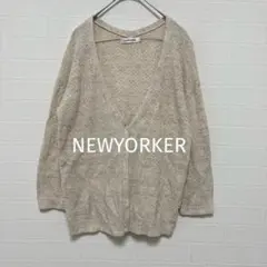 NEWYORKER リネン混 Vネック カーディガン M ベージュのサムネイル