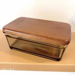 リブジョイ⭐︎木製蓋付き ガラスバターケース 昭和レトロ - メルカリ
