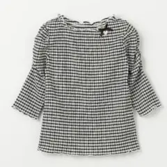 R296 ギンガムチェック七分袖Tシャツ　140