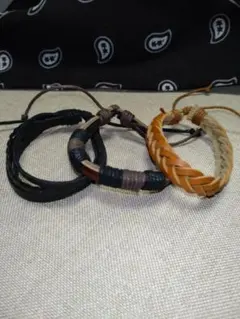 革ブレスレット　バングル　3本セット　　004