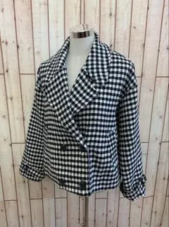 La-gemme⭐︎秋冬活躍⭐︎千鳥柄ショート丈ピーコート【中古】D/B