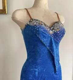❤︎ラテン【社交ダンス用ドレス】青いビーズ装飾ドレス