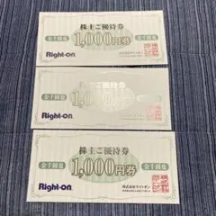 ライトオン 株主ご優待券 1,000円券 3枚セット
