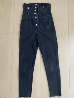 ブラックハイウエストスキニーデニムM