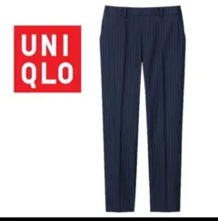 ユニクロ UNIQLO EZYアンクルパンツ Mサイズ ネイビー ストライプ