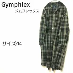 [美品]Gymphlex ロングワンピース ブラウン系チェック サイズ14