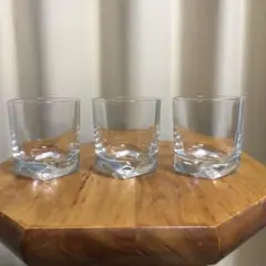 ガラス製 焼酎　ロックグラス スクエアカット　3個セット