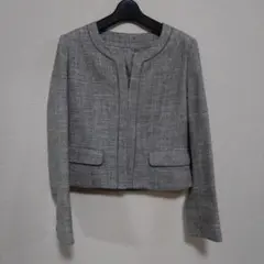 COMME CA ISM／ラメ入り　ノーカラージャケット／グレー／Мサイズ