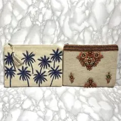 ★新品☆未使用★麻★クラッチバッグ★ポーチ★大きめポーチ★2個セット★