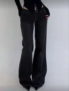 SHEIN ダークグレー レディースジーンズ