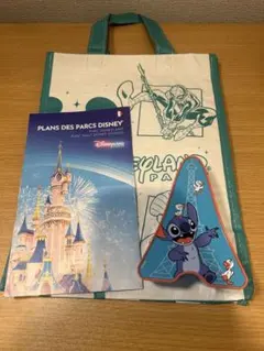 ディズニーランドパリ　エッフェル塔缶(スティッチ) ショッピングバッグ　マップ