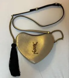 YSL ハート型 ショルダーバッグ ゴールド - メルカリ