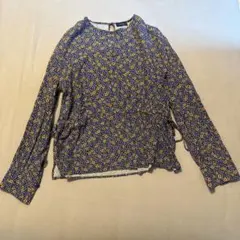 SHIPS 長袖ブラウス 花柄 ネイビー イエロー