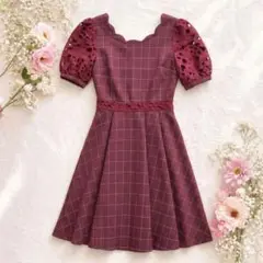 ロジータ ROJITA チェックワンピース ボルドー 地雷 量産型 リボン