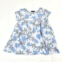 BeBe 【90】　花柄半袖ワンピース　べべ　夏服　女の子　水色