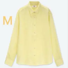 UNIQLO プレミアムリネンシャツ　100%長袖シャツ　イエロー　Ｍ