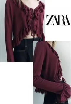 【新品タグ付き】ZARA フリル付きニットブラウス