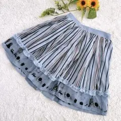 axes femme アクシーズファム ストライプ×シンデレラ柄 膝丈スカートM