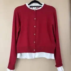 新品未使用！nico and⋯フリル付き赤ニットカーディガン