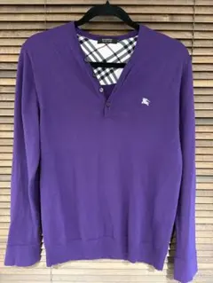 BURBERRY BLACK LABEL 紫 Vネックニット