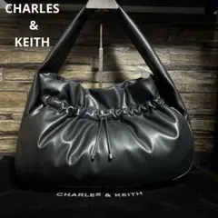 CHARLES & KEITH ルーシュド ホーボーバッグ ブラック