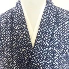 5k1096 浴衣　綿　単衣　メンズ　紺　青　白　柄物　和装　着物