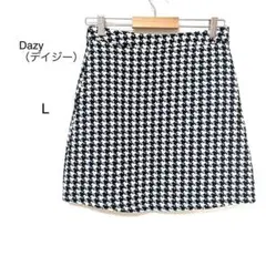 【デイジー】タイトスカート　千鳥格子　ツイード調　上品　秋冬　フェミニン　L
